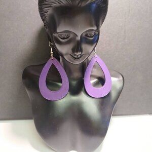 Afrocentric Earrings /  Hand painted Earrings / Wooden Earrings / Purple Earring